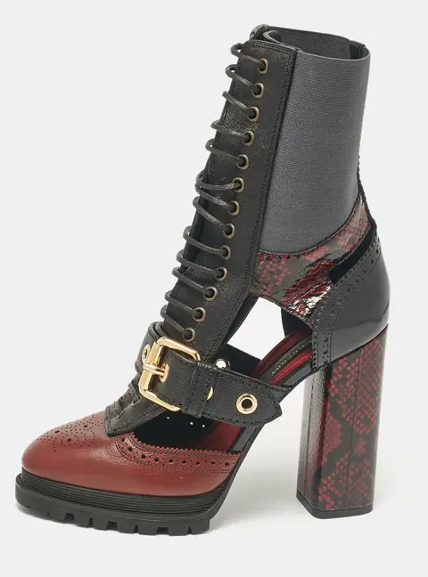 Burberry Westmarsh Size 41 Multicolor Leather, Patent Leather and Snakeskin Leather Ankle Length Boots