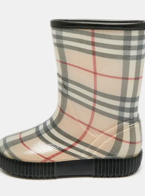 Burberry Salamanc2 Size 34 Beige House Check Rubber Rain Boots