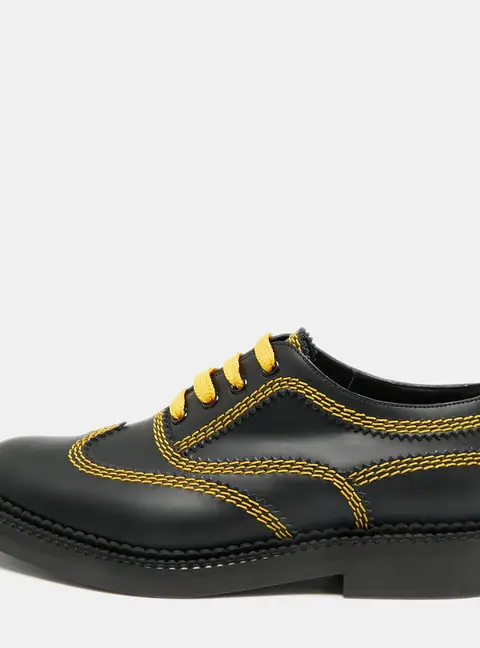 Burberry Bertram Size 38.5 Black/Yellow Leather Oxfords