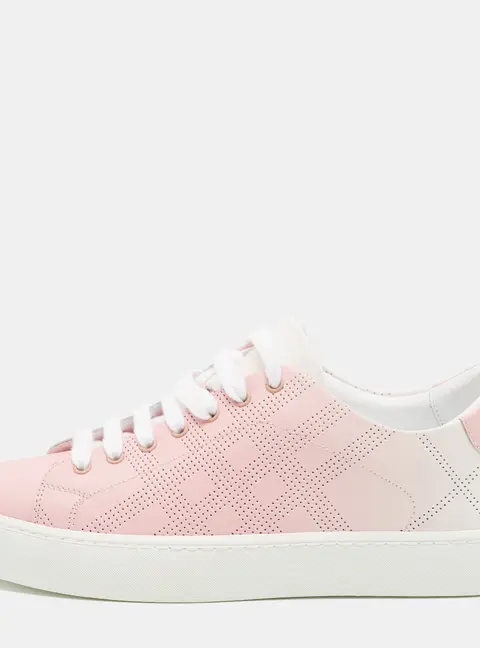Burberry Westford Size 37 Pink Perforated Leather Low Top Sneakers