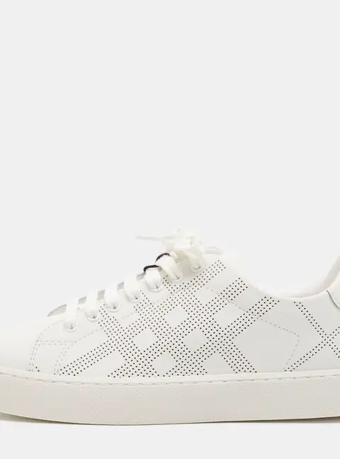 Burberry Westford Size 37 White Perforated Leather Low Top Sneakers