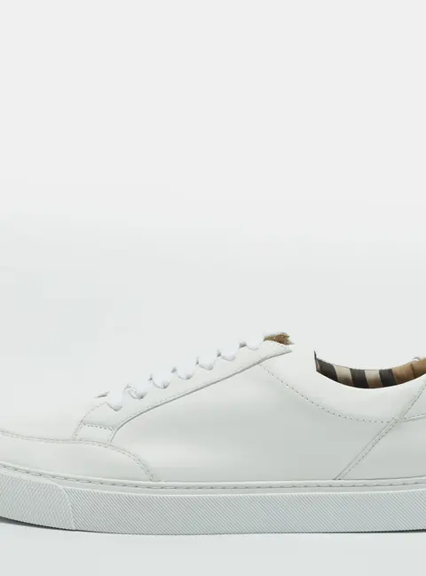 Burberry Salmond Size 37.5 White Leather Low Top Sneakers