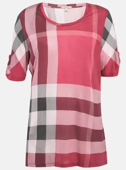 Burberry Brit Pink Plaid Modal Jersey Top L