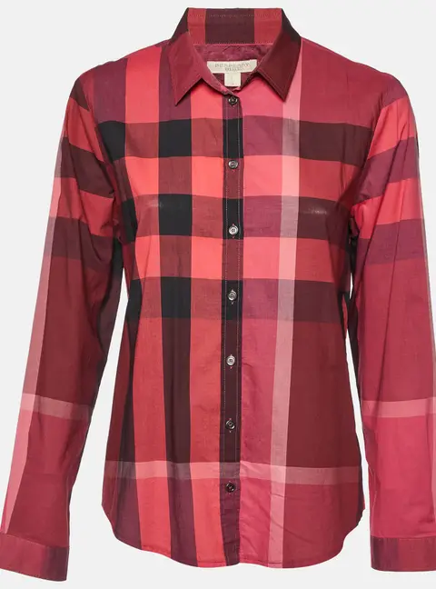 Burberry Brit Pink Nova Check Cotton Button Front Shirt L