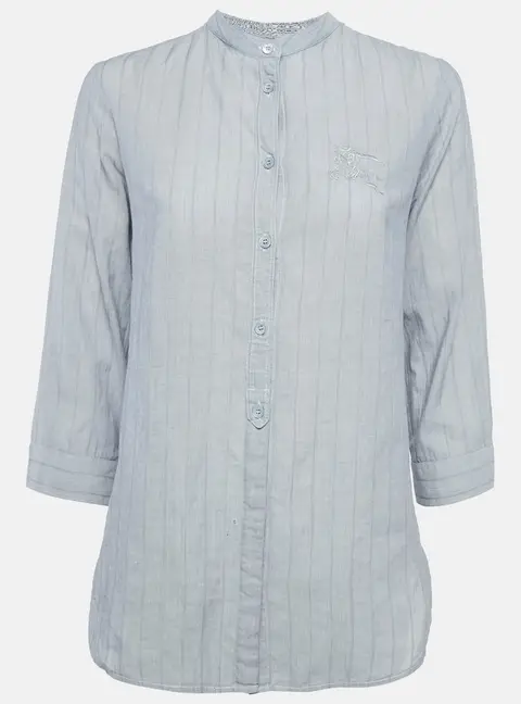 Burberry Brit Grey Pinstripe Button Front Blouse S
