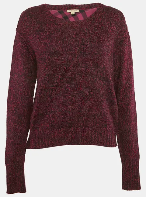 Burberry Brit Purple Cotton and Wool Knit Full Sleeve Sweater M