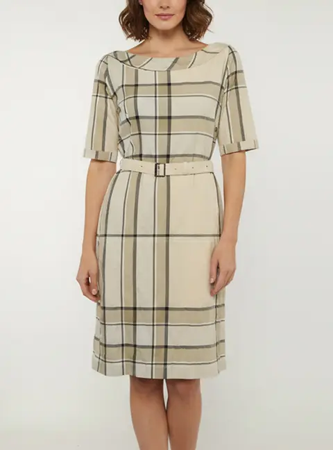 Burberry Brit Beige Checkered Pattern Cotton Mischa Dress M