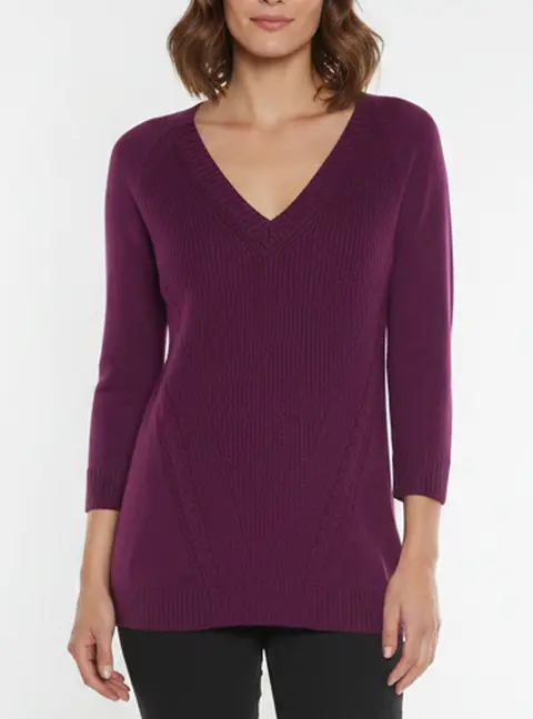 Burberry Brit Magenta Cashmere Knit V-Neck Pullover M