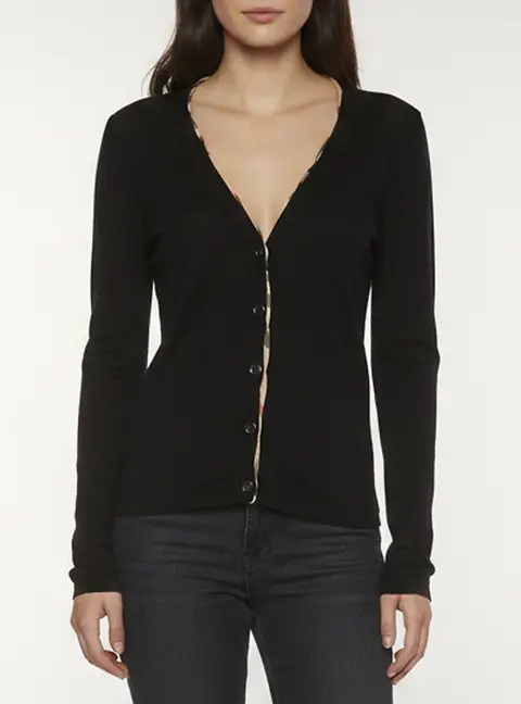 Burberry Brit Navy Blue Wool Knit Button Up Cardigan S