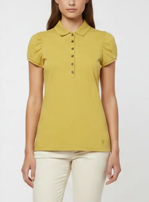 Burberry Brit Yellow Piqu&eacute; Knit Puffed Sleeve Polo T-Shirt M