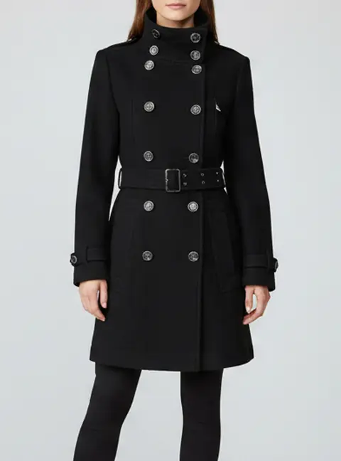 Burberry Brit Black Wool Double Breasted Daylesmoore Trench Coat M
