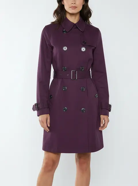 Burberry Brit Purple Cotton Double-Breasted Trench Coat M
