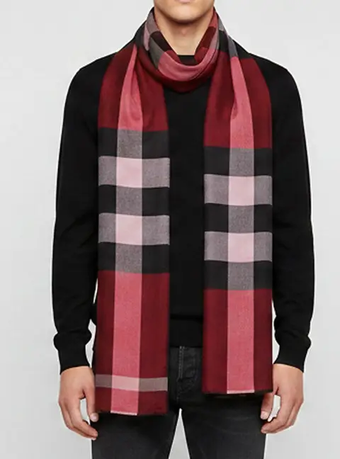 Burberry London Multicolor Checked Pattern Silk Scarf
