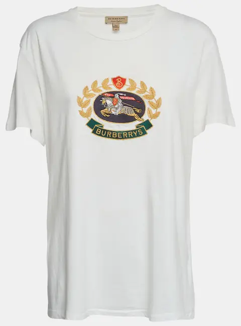 Burberry London White Printed Jersey Short Sleeve T-Shirt M