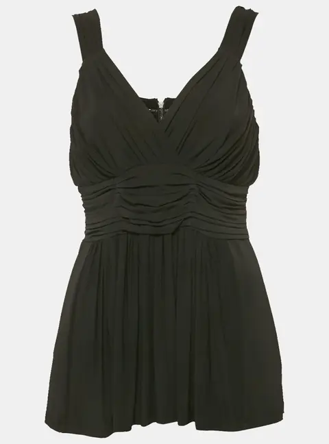 Burberry London Black Jersey Draped V-Neck Top M