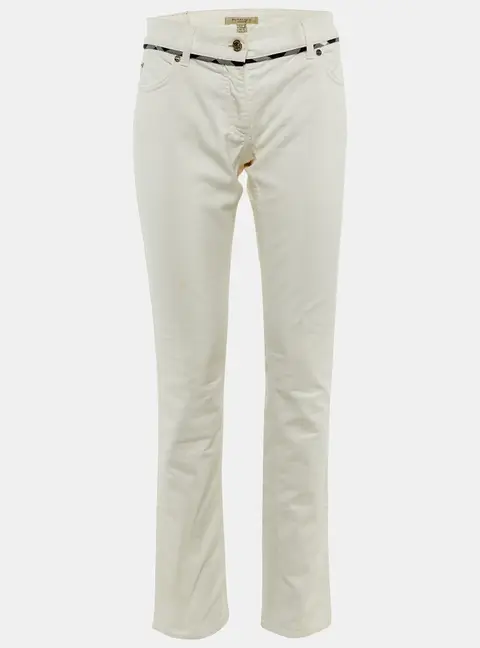 Burberry White Denim Straight Fit Jeans M Waist 32"