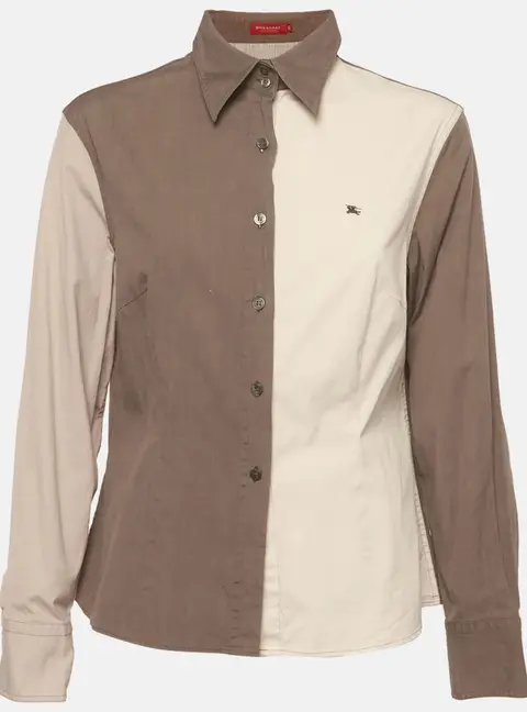 Burberry London Brown Cotton Button Up shirt L