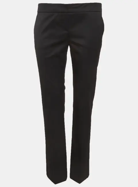 Burberry London Black Gabardine Satin Trim Straight Fit Trousers S