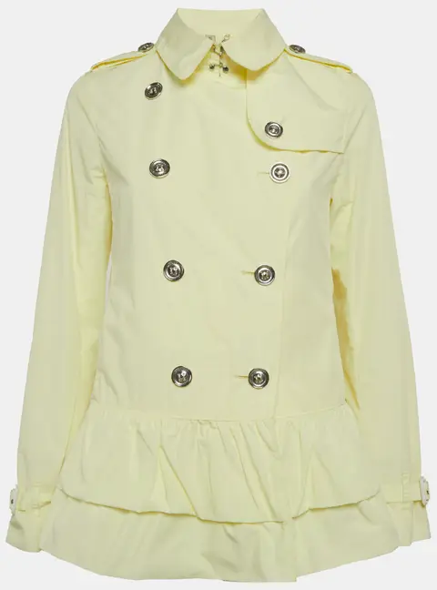 Burberry Yellow Nylon Double Breasted Trench Coat S
