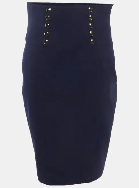 Burberry London Blue Gabardine High Waist Pencil Skirt M