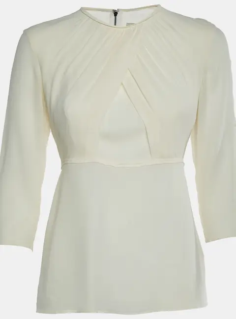 Burberry London Cream Chiffon Crossover Blouse S