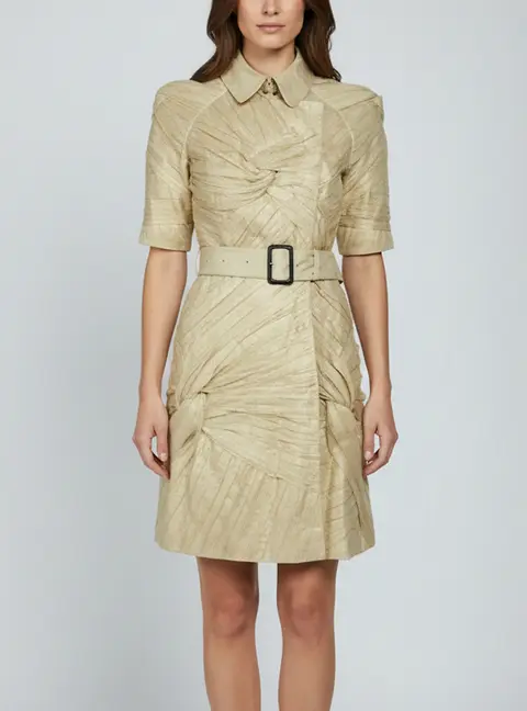 Burberry Prorsum Gold Knot and Draped Detail Mesh Mini Coat Dress S