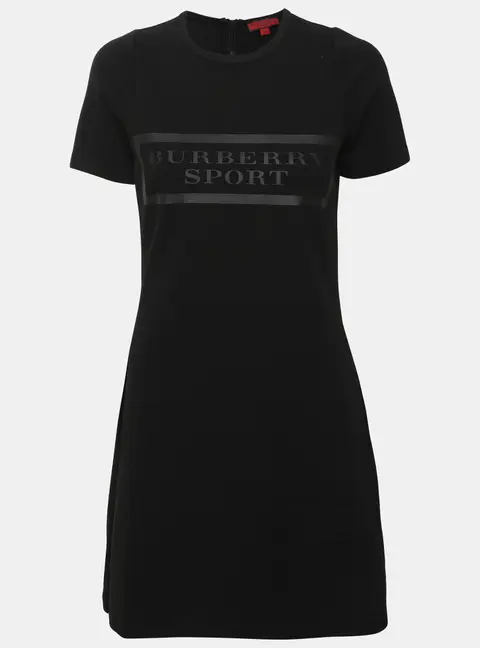 Burberry Black Logo Print Jersey Mini Dress L