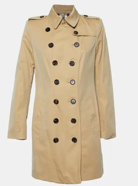 Burberry Beige Gabardine Cotton Double Breasted Trench Coat M