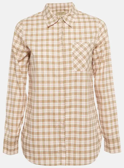 Burberry Pink Checked Cotton Button Front Shirt S