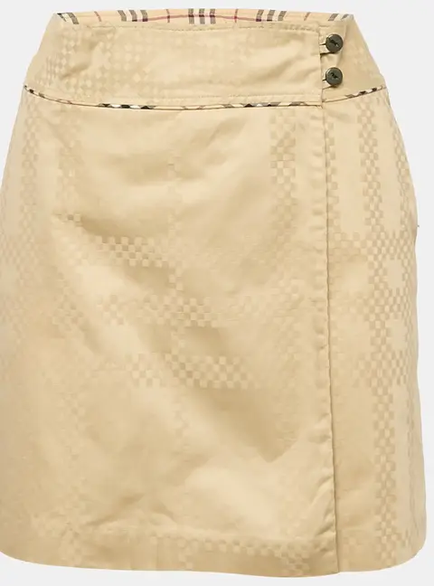Burberry Kids Beige Cotton Jacquard Mini Wrap Skirt 14Yrs