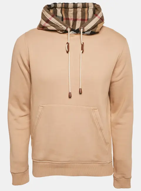 Burberry Beige Vintage Check Patterned Cotton Hoodie XS