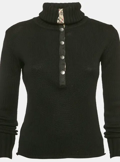 Burberry Black Merino Wool Knit Turtleneck Sweater XS