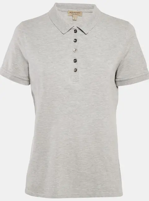 Burberry Grey Cotton Pique Polo T-Shirt L