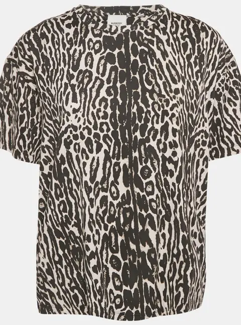 Burberry Monochrome Leopard Print Jersey T-Shirt S