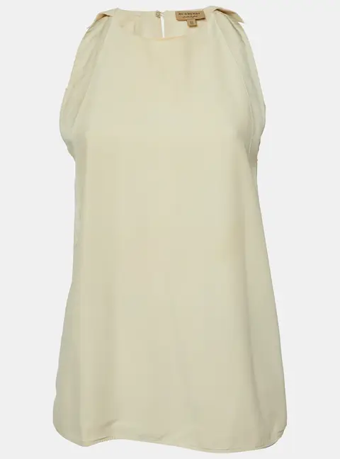 Burberry Cream Silk Sleeveless Top S