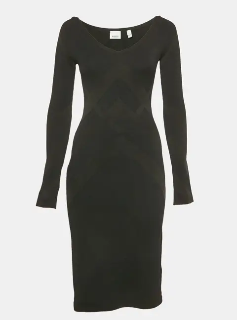 Burberry Black Stretch Knit Flared Mini Dress XS