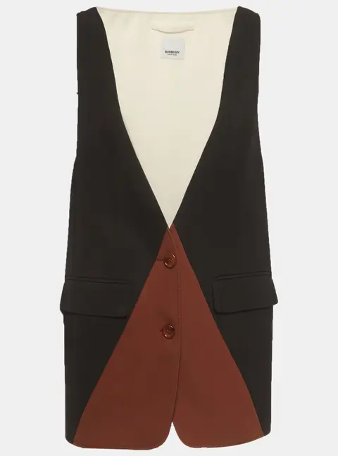 Burberry Multicolour Wool Colorblock Pattern Sleeveless Vest S