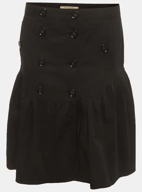 Burberry Black Cotton Pleated Short Skirt M