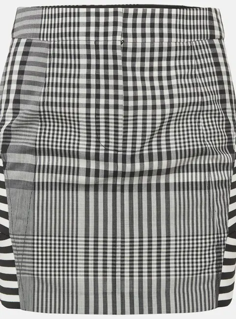 Burberry Monochrome Check and Stripe Cotton Mini Skirt S