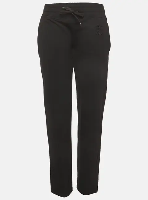 Burberry Black Gabardine Logo Applique Pants S
