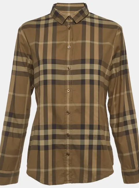 Burberry Brit Olive Green Nova Check Cotton Shirt L