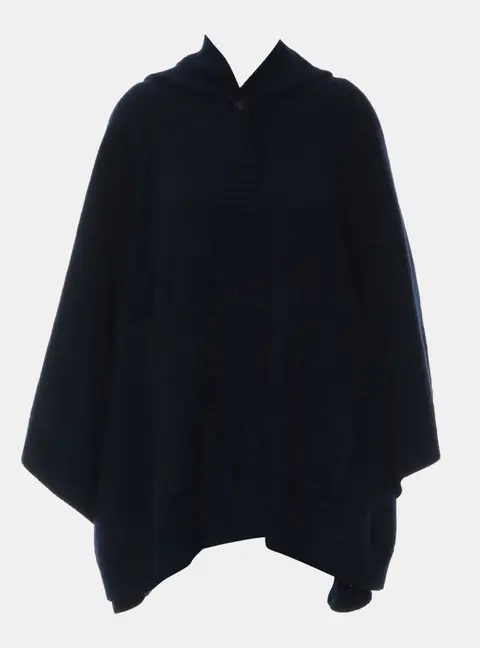 Burberry Crest Logo Wool Cashmere Hooded Cape Poncho