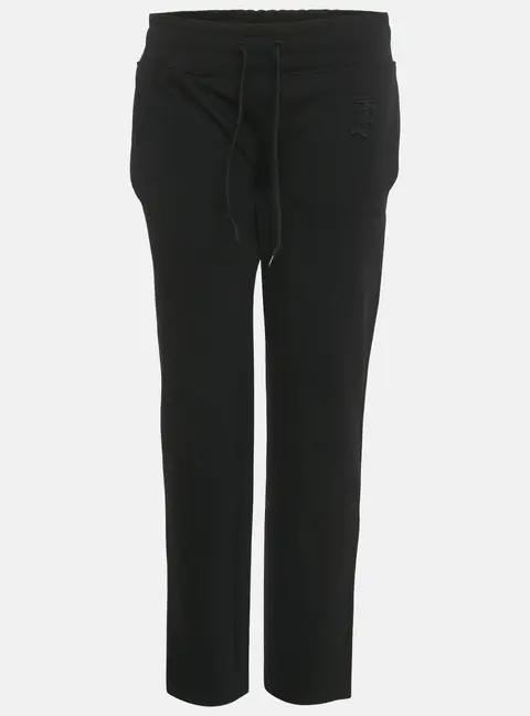 Burberry Black TB Embroidered Crepe Gresham Drawstring Trousers S