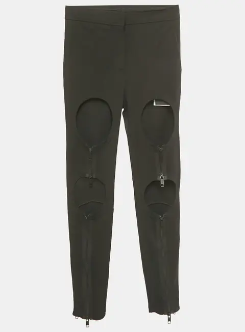 Burberry Black Jersey Zip Detail Cut-Out Pants XS