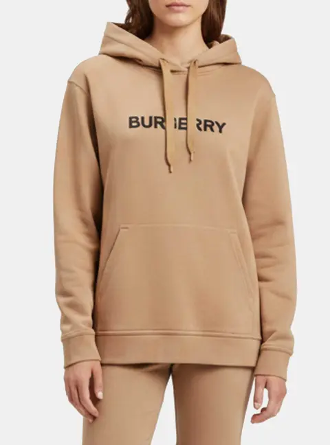 Burberry Beige Logo Graphic Cotton Knit Hoodie XL