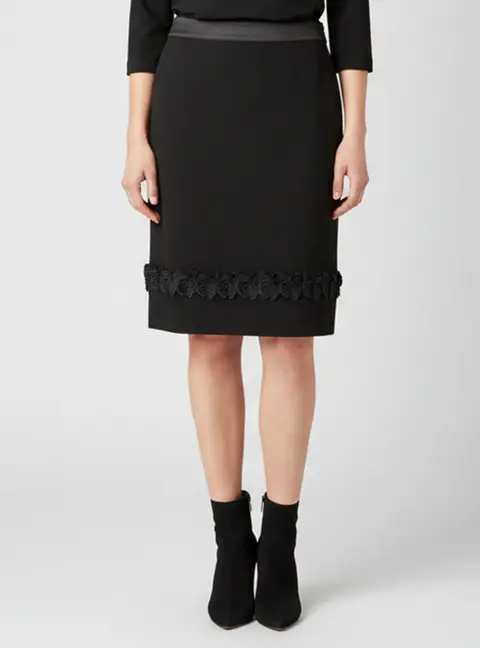Burberry Black Silk Crepe and Satin Knee Length Skirt M