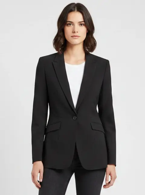 Burberry Black Wool Blend Fitted Blazer S