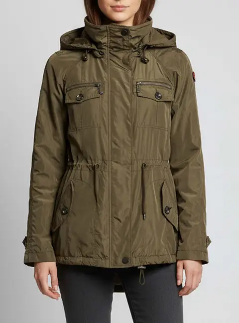 Burberry Brit Military Green Synthetic Hooded Utility Jacket S