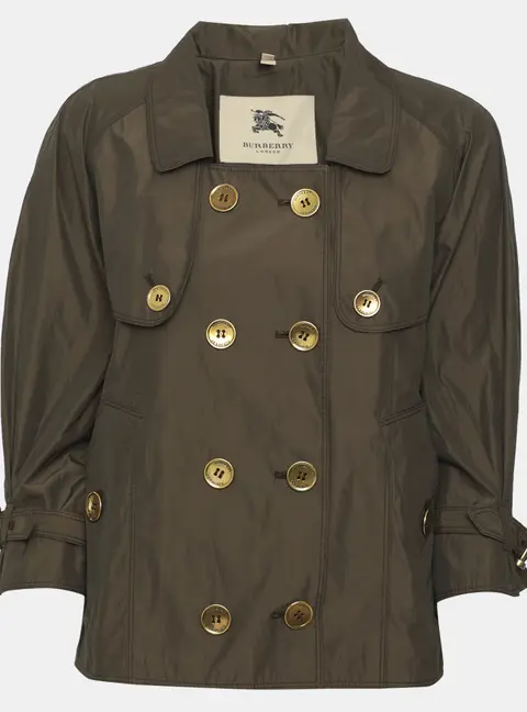 Burberry Green Nylon Cropped Jacket L