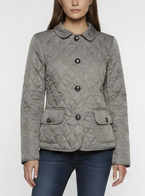 Burberry Grey Diamond Quilted Synthetic Button Up Jacket S